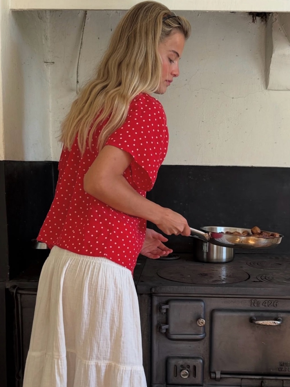 Sezane Vikaly Silk Blouse Red Polka Dot - Picture 3 of 9